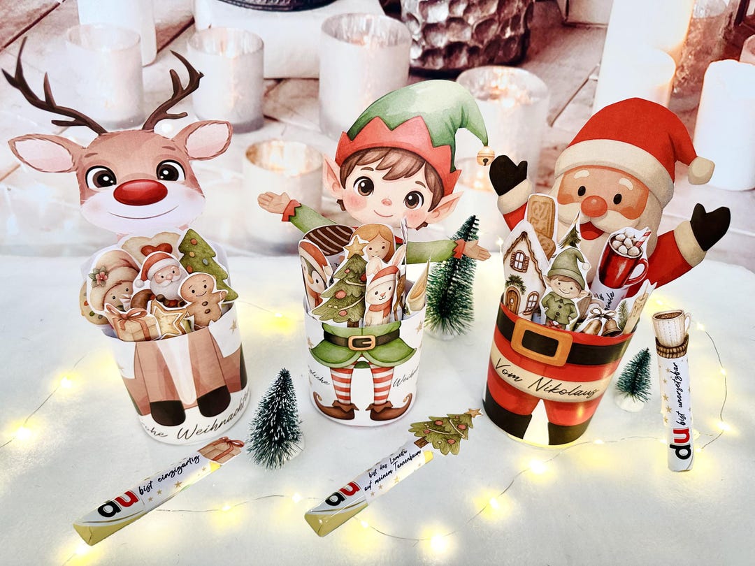 Gift Raper Santa Duplo Christmas Wrapper 3-piece Set Santa Claus Reindeer Elf DIY ...