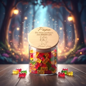 Personalisiertes Gummibärchen Glas als Geschenk für Papa