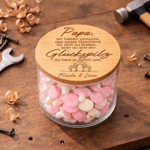 Papa Glückspilz Geschenk Glas personalisiert mit Namen
