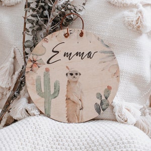 Nameplate,Name sign nursery,Baby room,Children's room decoration,door sign,nameplate wood,nameplate meerkats,gifts baby