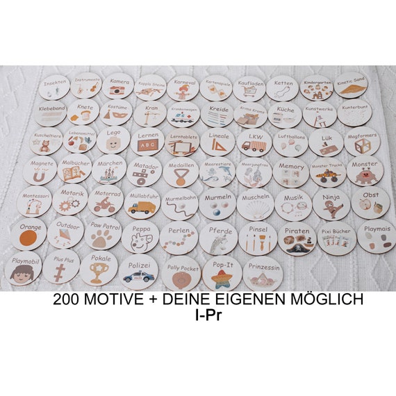 Kinderzimmer Organisation, Holzschilder 200 Motive, Trofast Regalsystem, Holzetiketten, Trofast Schilder, Schilder Ordnungssystem, I-Pr