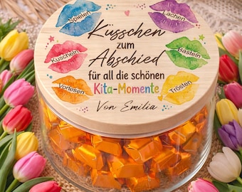 Kita Abschied Geschenk personalisiert Küsschen zum Abschied Geschenk für Erzieherin Vorratsglas Kindergarten Abschied mit Namen