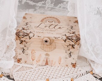 Scatola dei ricordi del bambino, scatola dei ricordi del bambino, regalo di nascita, scatola di legno per bambini, regalo di battesimo per bambine, scatola di legno