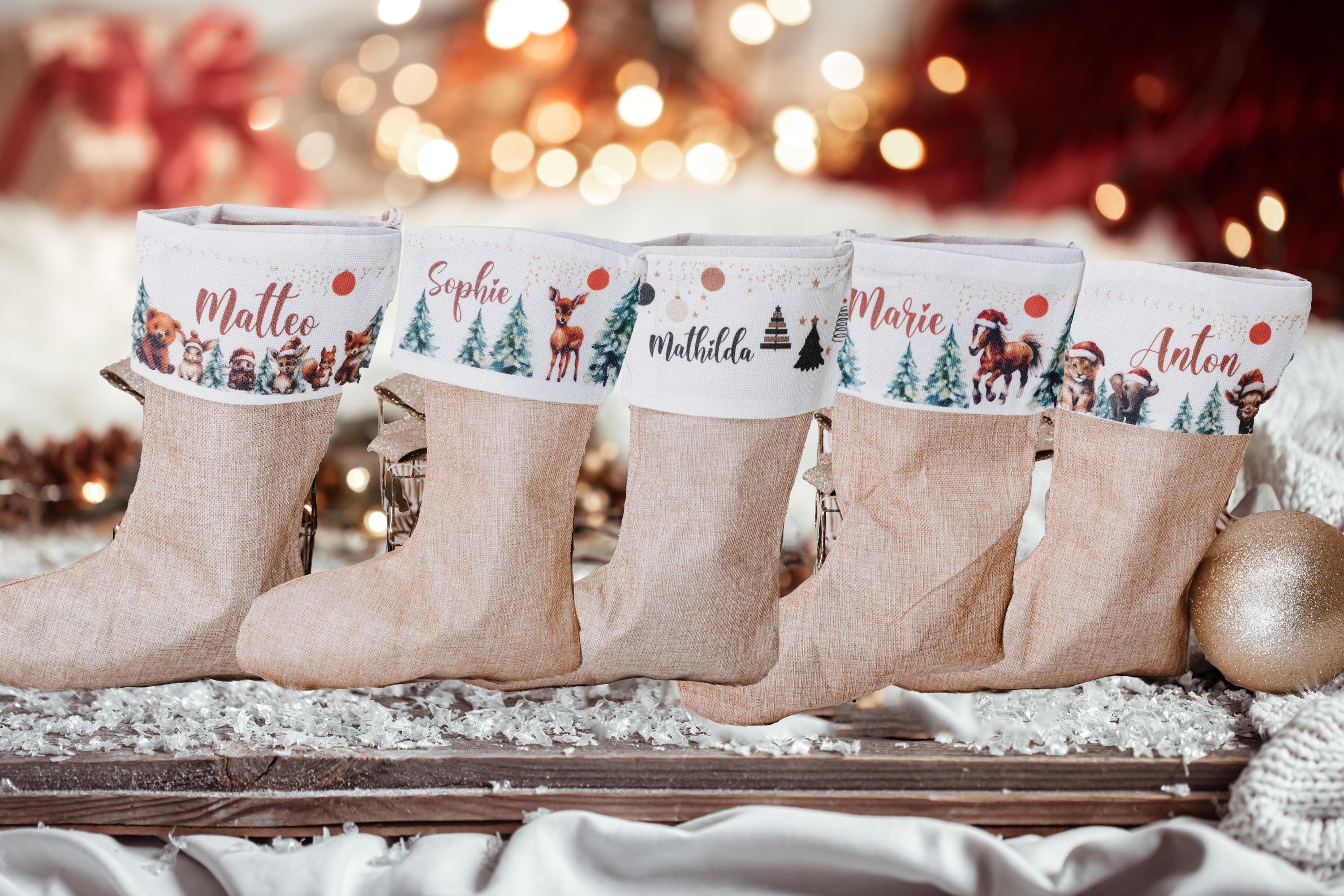 Produktbild von Ailvor Nikolausstrumpf, 3 Stück Weihnachtsstrumpf, Nikolausstiefel Zum Befüllen & Aufhängen, Nikolaussocke Weihnachtsdekoration Für Kamin