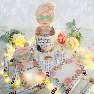 Wellnesspaket Geschenk mit Schokolade und Wellness Banderolen