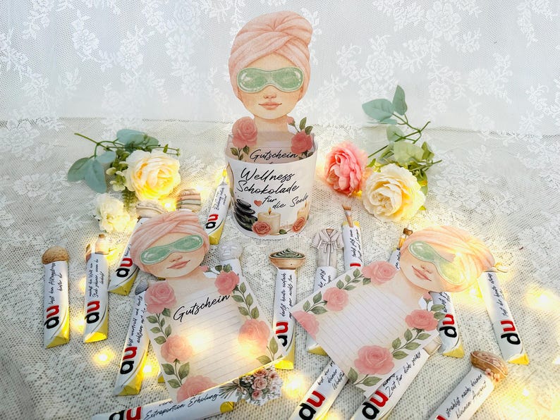 Wellnesspaket Geschenk mit Schokolade und Wellness Banderolen