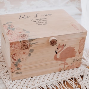 Memory box, memory box, memory box personalized, memory box flamingo, storage box baby, baby room, memory box boho