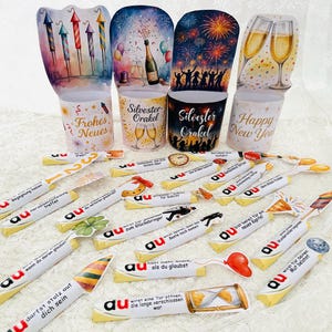 DIY Bastelidee Silvester Orakel Banderolen zum Ausdrucken und Ausschneiden, kreative Geschenkidee für Silvesterabend