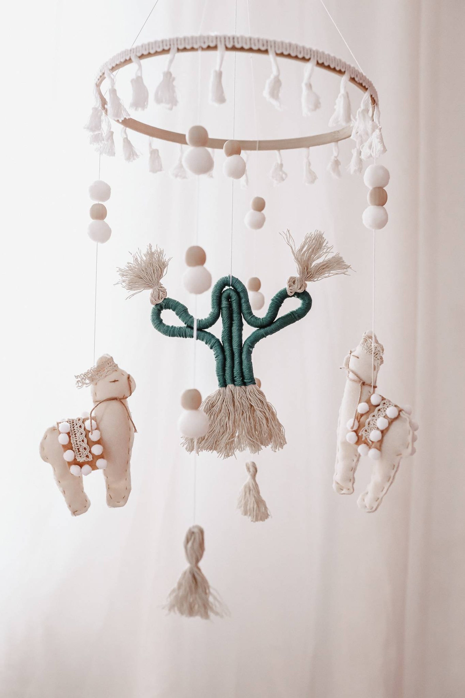 Boho Mobile Baby Mobile Boho Mobile Alpaca Mobile Cactus Etsy