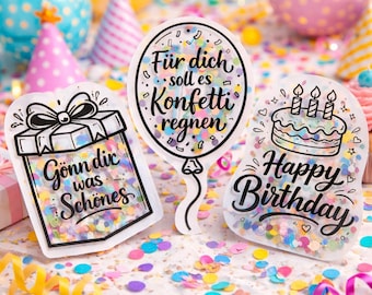 Shaker Card Birthday Money Gift & Voucher Packaging DIY Wish Granter Confetti Card Printable Download