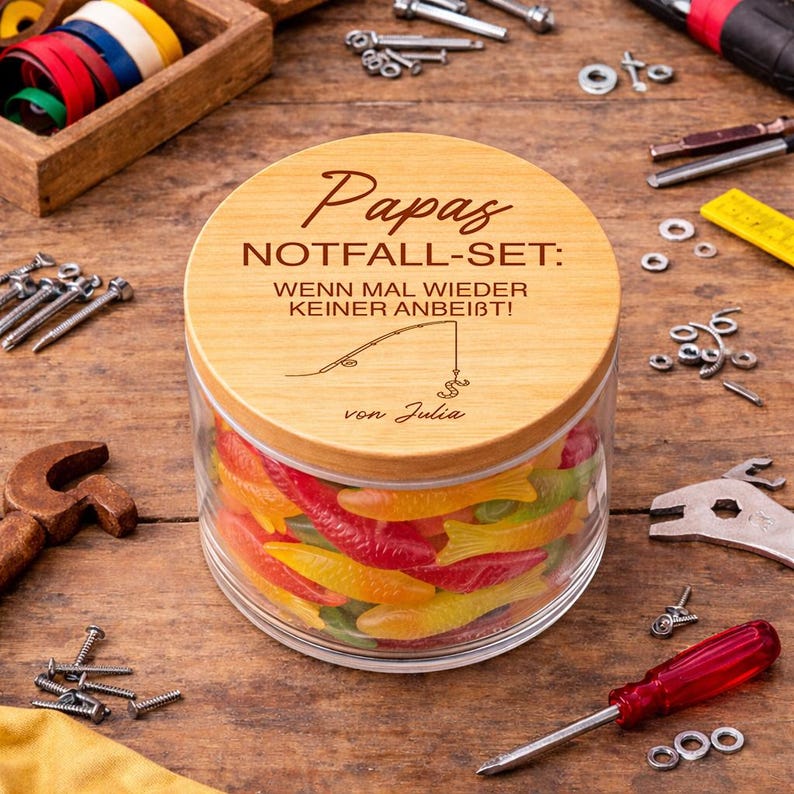 Papa Geschenkidee personalisiertes Süßigkeiten Glas für Vatertag