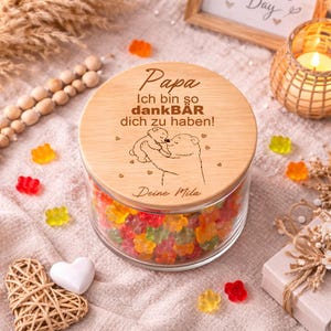 Personalisiertes Papa Geschenk Glas mit Gravur Papa ich bin dankbar dich zu haben