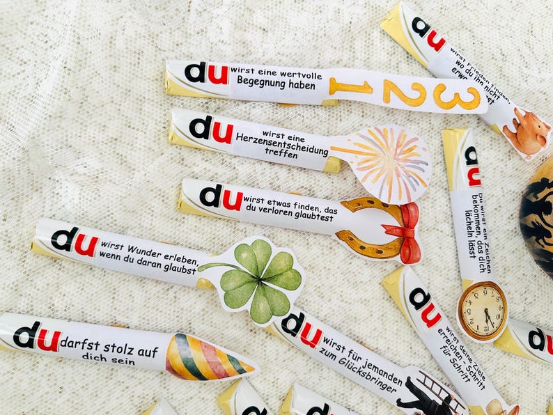 Komplettes Silvester Orakel Printable Set mit Banderolen, Boxen und Sprüchen, digitaler Download zum Selbstausdrucken