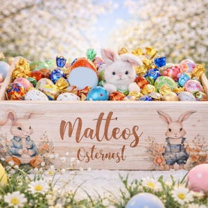 ersonalisierter Holz Osterkorb mit Name für Kinder