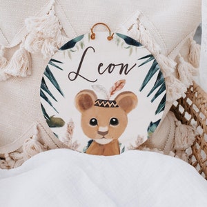 Targhetta per il nome, regalo per neonati, targa per la porta della cameretta dei bambini, targhetta per il nome della cameretta dei bambini, targhetta per il nome del leone, decorazione per la cameretta dei bambini, regali per la nascita, battesimo