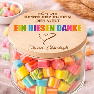 Personalisiertes Glas als Danke Geschenk für Erzieherin im Kindergarten