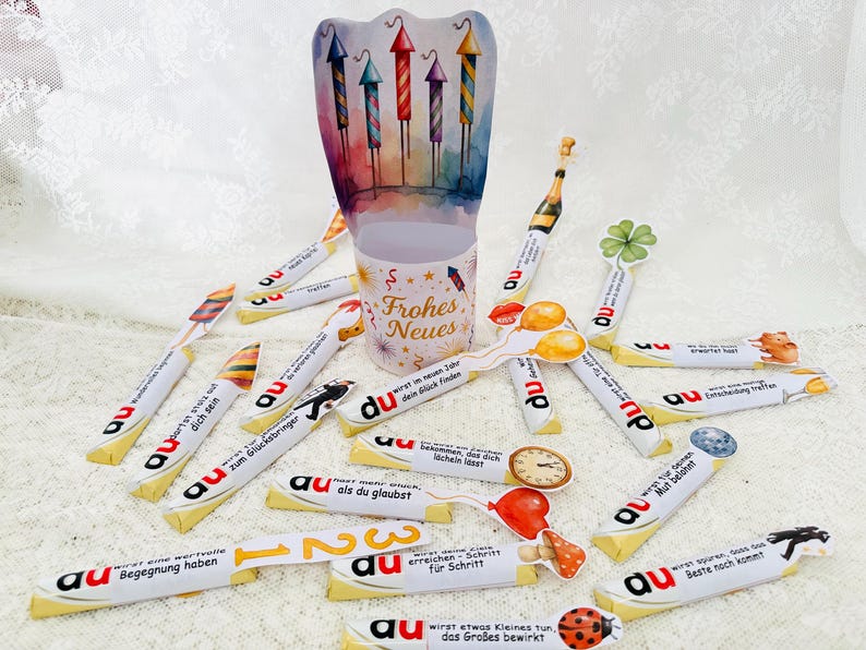 Duplo Banderole mit Sektgläsern – elegantes Silvester-Design für Orakel-Spiel oder Tischdeko