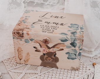 Caja de recuerdos, caja de recuerdos para bebé, regalo para bebé, caja de recuerdos personalizada, caja de recuerdos de conejo, caja de almacenamiento para bebé, habitación de bebé