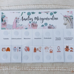 Routineplan personalisiert, Routinekarten, Tagesplan für Kinder, Tagesablauf für Kinder, Morgenroutine, Abendroutine, Einhorn
