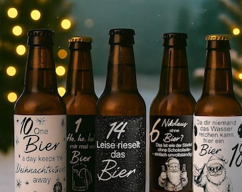 Bier Adventskalender DIY | 24 lustige Etiketten zum Download & Ausdrucken | Nachhaltiger Adventskalender | Last Minute Geschenk Weihnachten