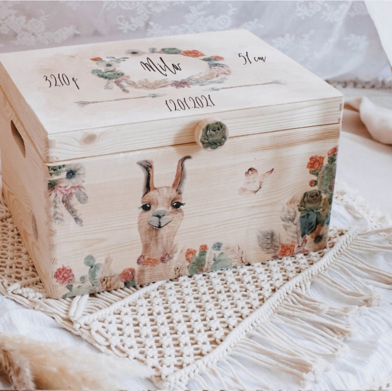 Erinnerungskiste Baby, Erinnerungskiste, Erinnerungsbox, Kinderzimmer Deko, Erinnerungskiste Boho, Erinnerungskisten, Geschenke zur Geburt Alpaka