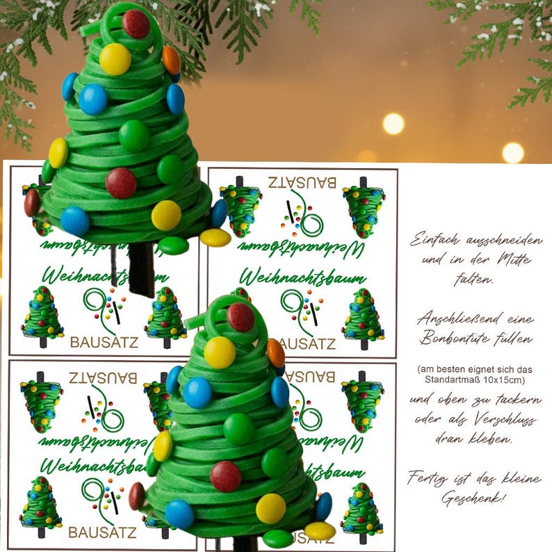 Nikolaus oder Wichtel Geschenk – kleiner Tannenbaum aus Schleifen und Smarties