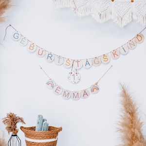 Ghirlanda per bambini di compleanno con catena di pennant, legno di catena di pennant, ghirlanda di compleanno, decorazione di compleanno, compleanno di ghirlanda, catena di pennant personalizzata