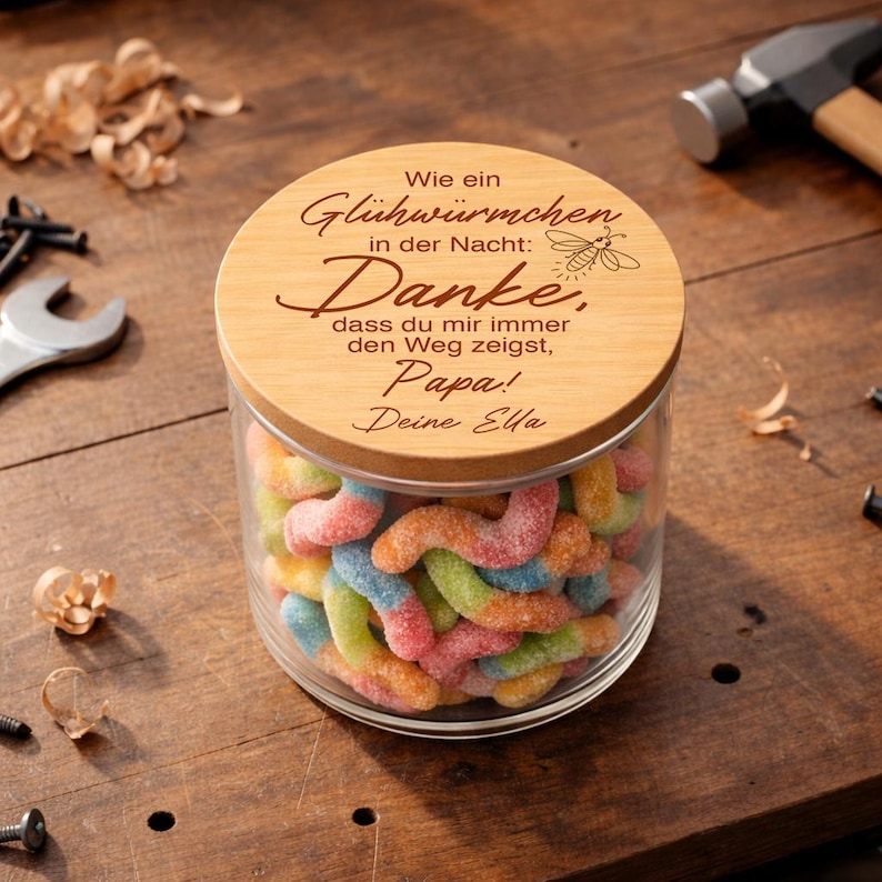 Vatertagsgeschenk Papa Glas mit Glückspilz Spruch