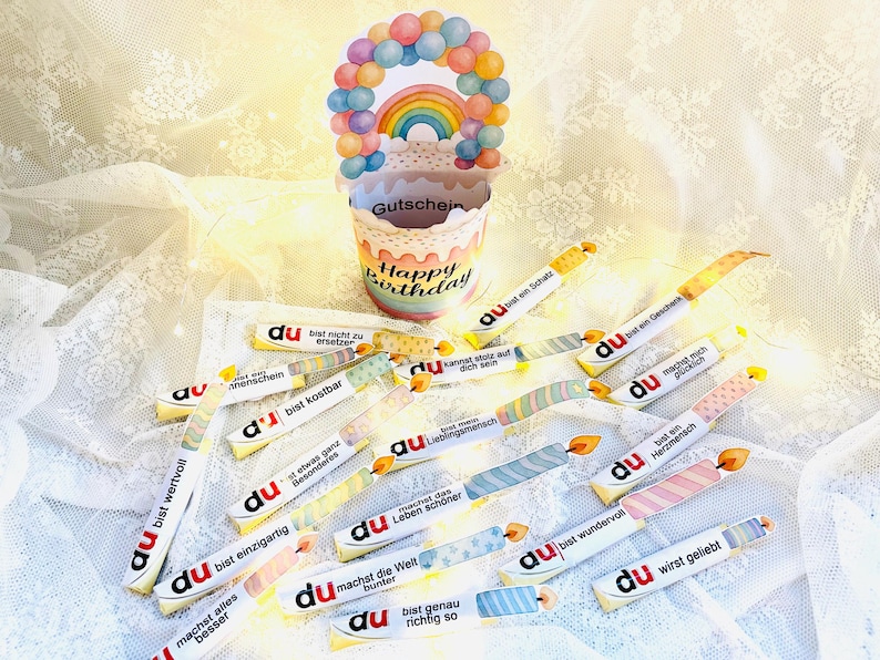 Süßes Bastelset Duplo Regenbogen-Torte als Last Minute Geschenk