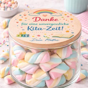 Personalisiertes Kita Abschiedsgeschenk mit Regenbogen Motiv und Wunschname