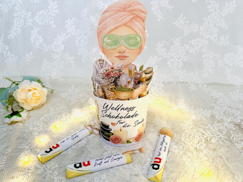 Geschenkidee Wellness mit liebevoll gestalteter Schokolade