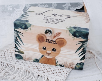 Memory box, baby memory box, personalized memory box, lion memory box, baby storage box, baby room, toy box