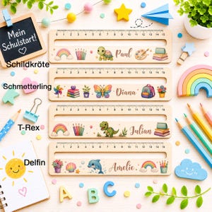 Personalisierte Lesehilfe mit integriertem Lineal als praktisches Schulstarter Geschenk für Kinder.