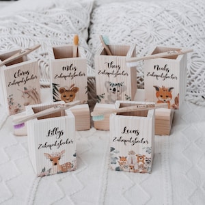 Zahnputzbecher mit Zahnbürste als Set personalisiert, Zahnputzbecher für Kinder, Zahnbürste mit Name