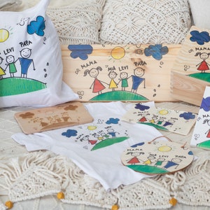 Disegno per bambini, personalizzato, disegno del tuo bambino, disegno per bambini su tanti prodotti diversi