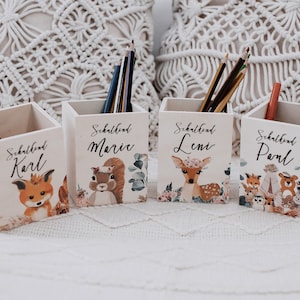 Pen holder personalized, gift for starting school, pen holder wood, pen holder children, school child, kindergarten child, pen box