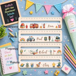 Personalisierte Lesehilfe mit Rehkitzmotiv und Namen als liebevolles Geschenk für Schulkinder.