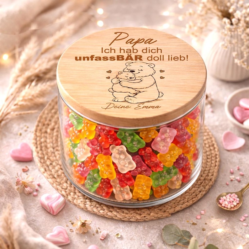 Personalisiertes Papa Geschenk Glas mit Gravur Papa ich hab dich lieb