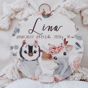 Targhetta in legno animali della foresta, targhetta per bambini, decorazione cameretta, targhetta in legno personalizzata, animali boho, volpe, cervo, regali nascita, targhetta per nome