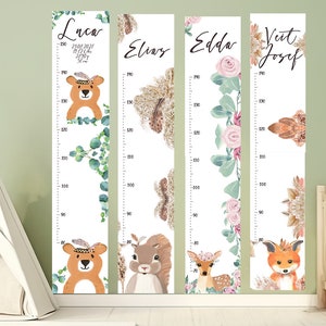 Regalo per bambini, tabella di misurazione per bambini, cameretta dei bambini, regalo per battesimo, animali del bosco, decorazione per la cameretta dei bambini