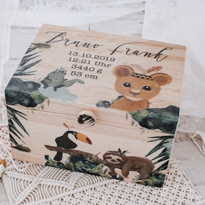Regalo para bebé, caja de recuerdos, caja de recuerdos personalizada para bebé, madera, caja de madera, caja de madera, almacenamiento regalo infantil para nacimiento bautizo