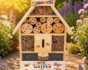 Abschiedsgeschenk Kindergarten Erzieherin Kita Abschied Insektenhotel XXL mit Kindernamen Kita Geschenk Bienenhotel personalisiert