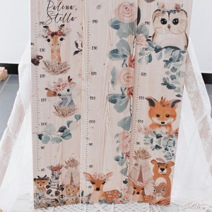 Misurino per bambini animali della foresta, misurino, misurino per bambini Boho, decorazione per la cameretta dei bambini, cameretta per bambini, regalo personalizzato, decorazione per la cameretta dei bambini, battesimo, nascita