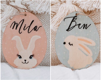 Paaseieren, Paasei gepersonaliseerd, Paaseihout met naam, Paashaas, Pasen, Paashanger, Paasdecoratie, Paascadeau, Paasei Boho, houten ei, ei, konijn