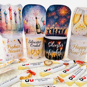 Duplo Banderolen im Happy New Year Design, Silvester Printable PDF mit Motivationssprüchen und Glücksbotschaften
