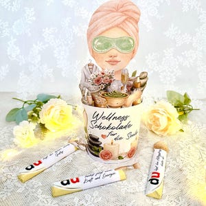 Wellness Schokolade für die Seele mit liebevoll gestalteten Duplo Banderolen