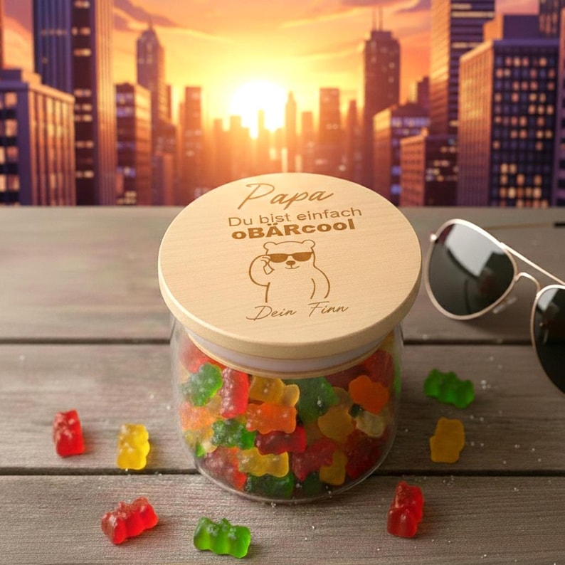 Süße Überraschung für Papa zum Vatertag mit personalisiertem Glas