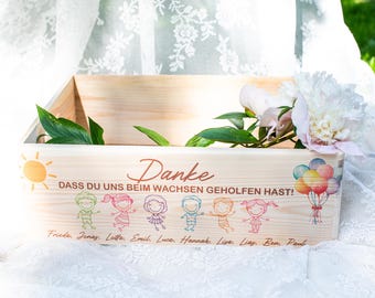 Farewell gift kindergarten farewell gift for educator wooden box farewell gift educator flower box daycare gift with name