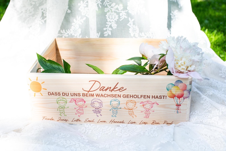 Abschiedsgeschenk Kindergarten Abschied Geschenk für Erzieher Holzkiste Abschiedsgeschenk Erzieherin Blumenkasten Kita Geschenk mit Name