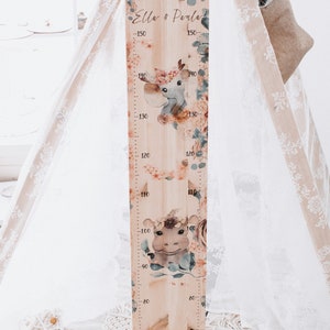 Barra di misurazione fratelli animali dello zoo, barra di misurazione per bambini boho, cameretta dei bambini, cameretta, regalo personalizzato, decorazione della cameretta, battesimo, nascita